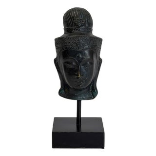 Bronze Buddha Head, Southeast Asia, 1850s For Sale