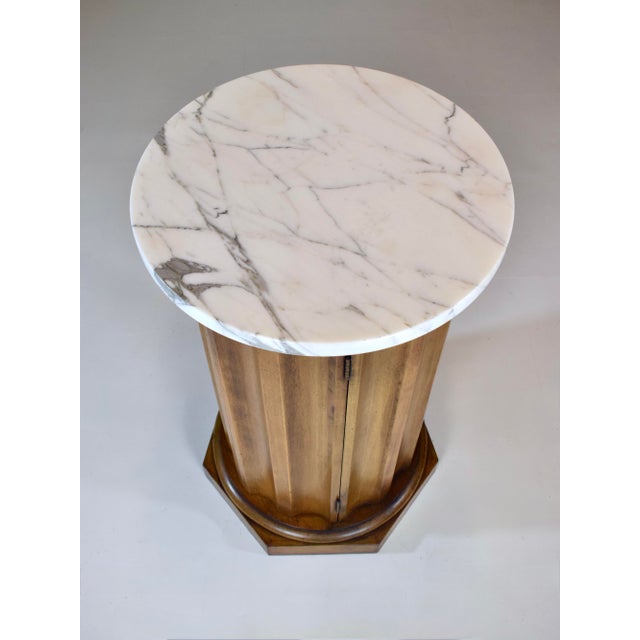Neoclassical Style Fluted Column Cabinet Table Marble Top For Sale - Image 10 of 11