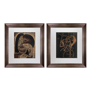 Pair of Pablo Picasso Linogravures "Femme Au Collier" & "Tête De Femme"