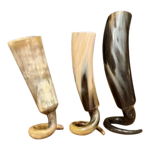 Early 20th Century Authentic Horn Cup With Antler Feet- Set of 3