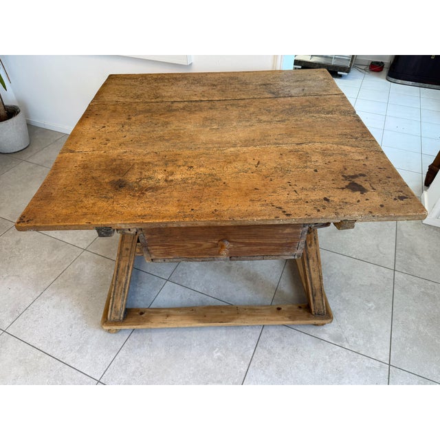 Rustic Farmhouse Dining Table in Natural Wood For Sale - Image 4 of 17