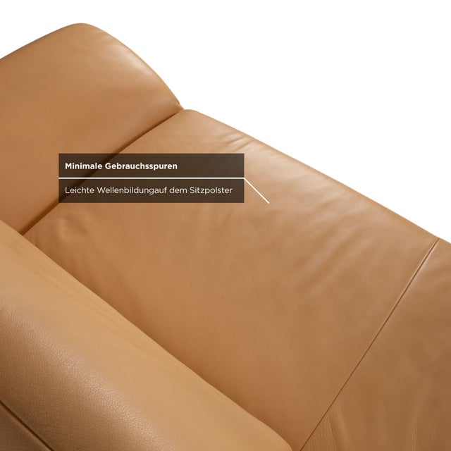 Animal Skin Two-Seater Leather Sofa in Apricot Cream Beige with Manual Function from Koinor Rossini For Sale - Image 7 of 13