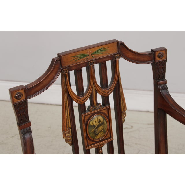 Brown Pair of Vintage Adams Style Painted Arm Chairs For Sale - Image 8 of 18