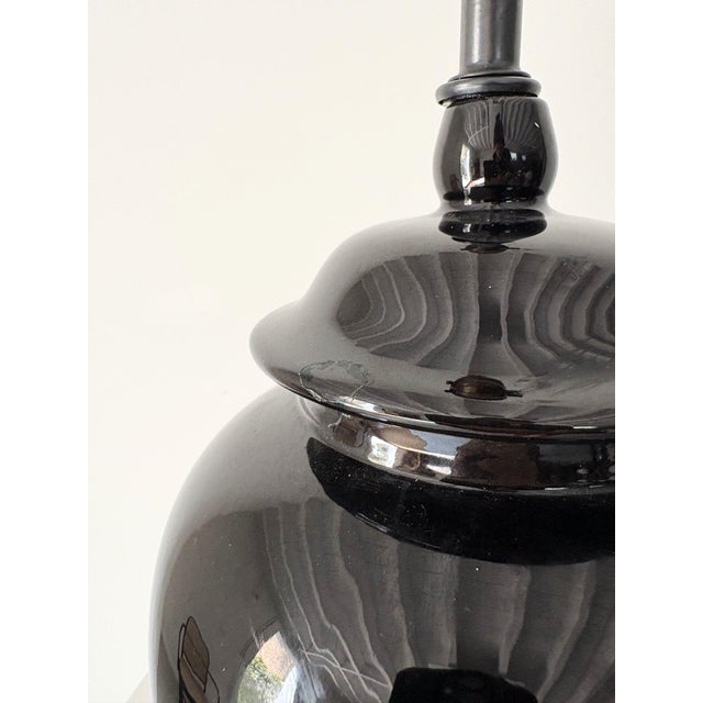 Ceramic 20th Century Black Gloss Ceramic Table Lamp, Britain, 1980s For Sale - Image 7 of 8