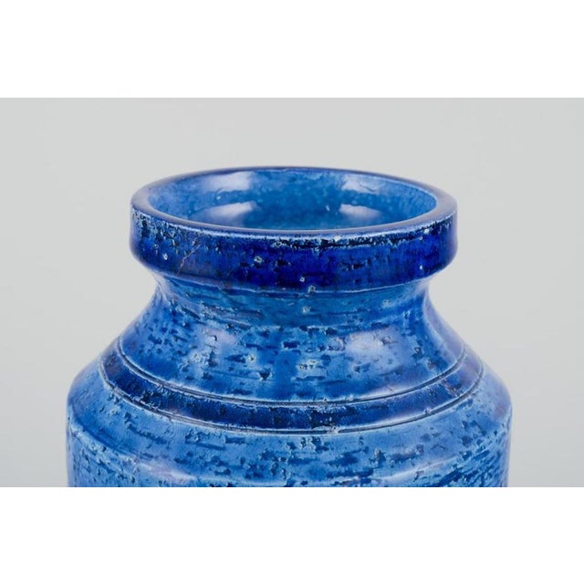 Bitossi Large Vase in Rimini Blue Glazed Ceramic by Aldo Londi for Bitossi, 1960s For Sale - Image 4 of 8