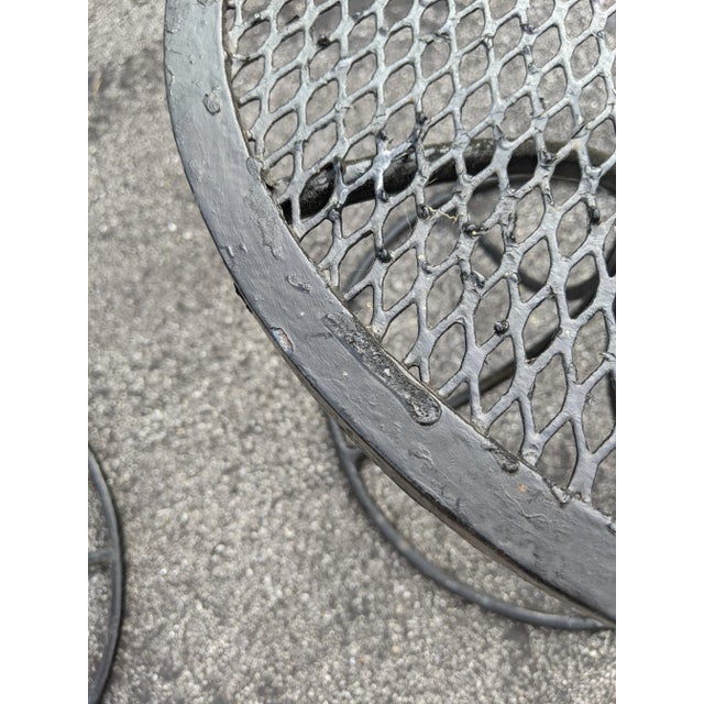 Black 1960s Salterini Black Metal Mesh Top Tulip Base Outdoor Side Tables - A Pair, Attributed For Sale - Image 8 of 11