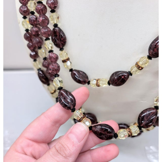 Boucher Vintage 1960s Signed Boucher Multi-Strand Beaded Faux-Amethyst Necklace For Sale - Image 4 of 8