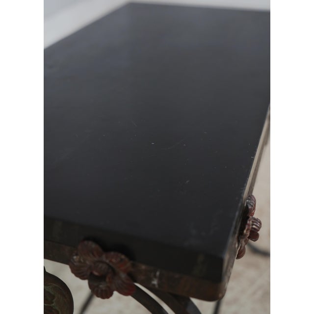 Vintage Wrought Iron Base Marble Top Side Table For Sale In Philadelphia - Image 6 of 12
