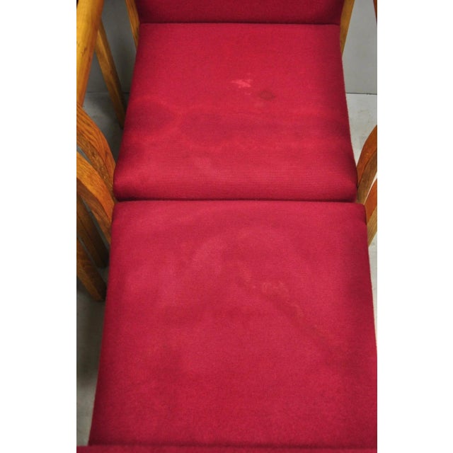 Vintage Gunlocke Mid Century Modern Oak Wood Stacking Arm Chairs - Set of 4 For Sale - Image 9 of 16