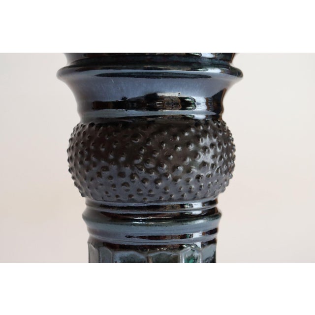 Vintage Studio Pottery Metallic Blue Pedestal / Votive Holder by Deanna Nichols For Sale - Image 11 of 18