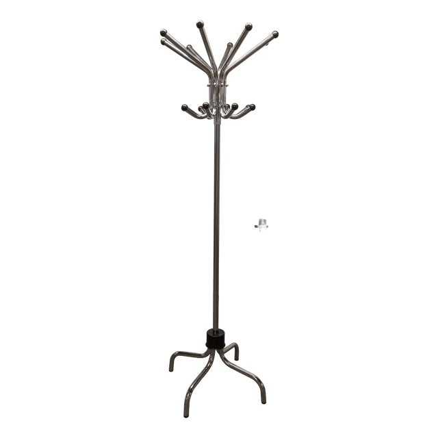 Industrial Rotating Parrot Coat Rack with 16 Hooks in Chrome-Plated Metal, 1960s For Sale