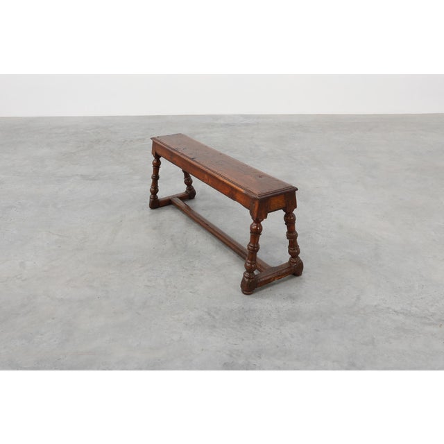 Brown Antique English Oak Farmhouse Bench, United Kingdom, 1850s For Sale - Image 8 of 12
