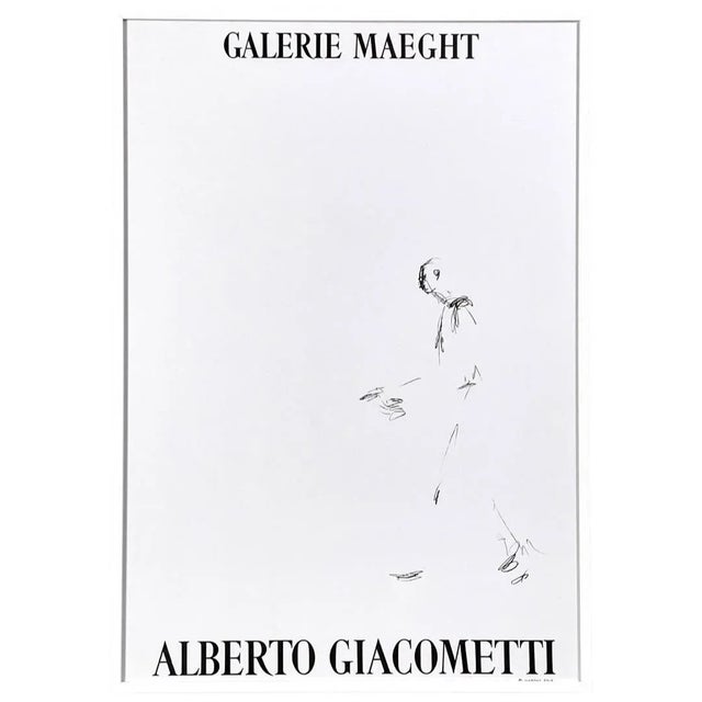 1950s 1957 Vintage Alberto Giacometti French Exhibition Print, Framed For Sale - Image 5 of 5
