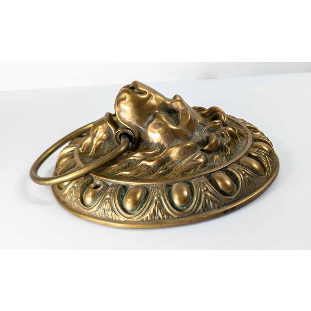 Metal 19th Century Oversize Large Bronze Lion's Head Door Knocker For Sale - Image 7 of 10