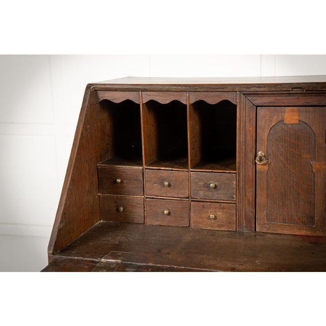 Small English Oak Secretaire, 1700s For Sale - Image 11 of 13