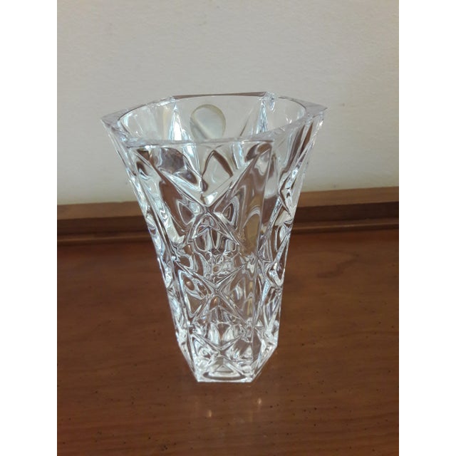 Vintage Cristal France Flower Vase Cross Hatch Pattern For Sale - Image 4 of 6
