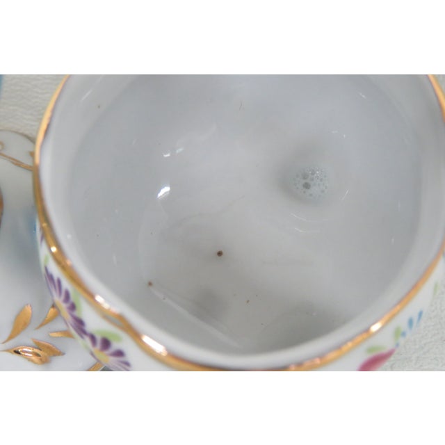 White Limoges China Double Open Salt Cellar With Handle Vintage Hand Painted 4696b For Sale - Image 8 of 15