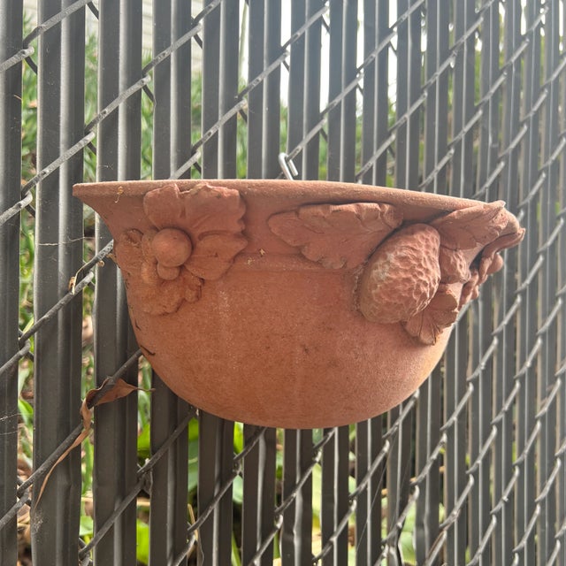 Italian Tuscan Terracotta Wall Pocket Vase With Lemon and Grapes For Sale - Image 4 of 9