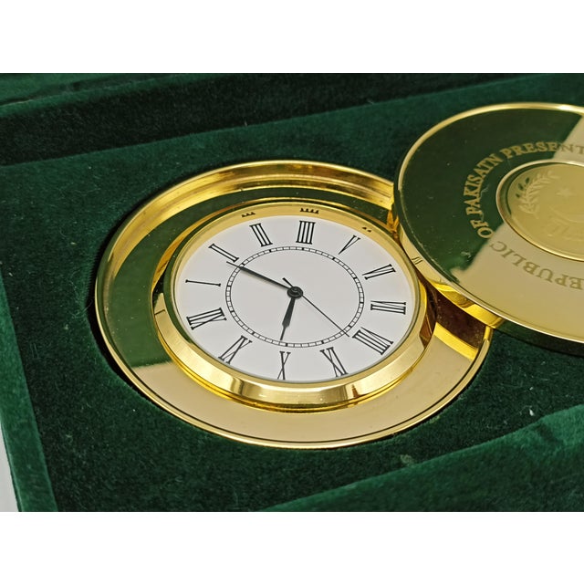 2000s Pakistan Presidential Gold-Plated Seal Brass Casing Quartz Desk ...