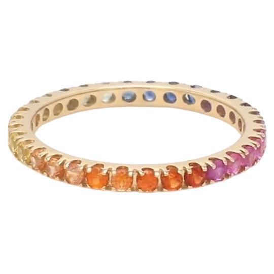 Natural 2.22 cts rainbow sapphire band ring in 18k gold For Sale - Image 15 of 18