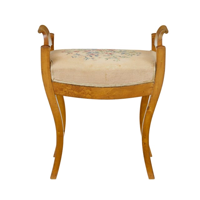 Mid 19th Century Antique Swedish Birch Empire Stool, 1850 For Sale - Image 5 of 9