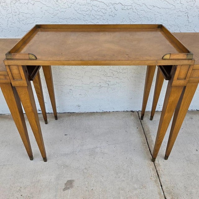 1960s Mid Century Modern Walnut Nesting Tables by Heirloom Weiman Collection For Sale - Image 11 of 18