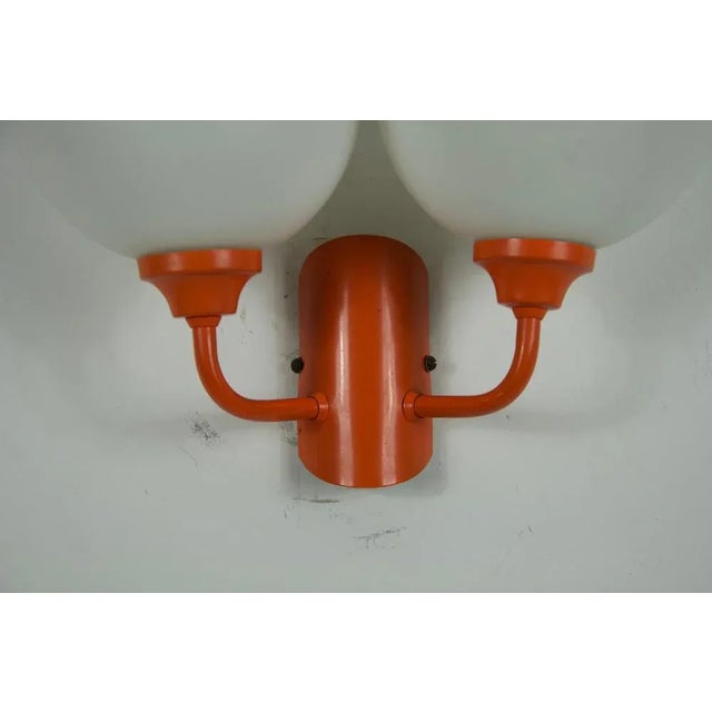 Orange Orange Metal and Opaline Glass Wall Lamps, 1960s, Set of 2 For Sale - Image 8 of 9
