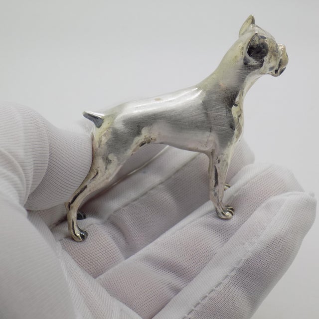 Important vintage miniature depicting a Boxer dog, handcrafted in Arezzo between the 1970s and 1980s in authentic Sterling...