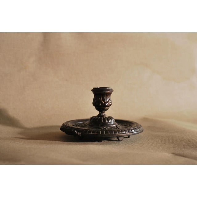 French Art Deco Patinated Bronze Candlestick, 1930s For Sale - Image 3 of 8