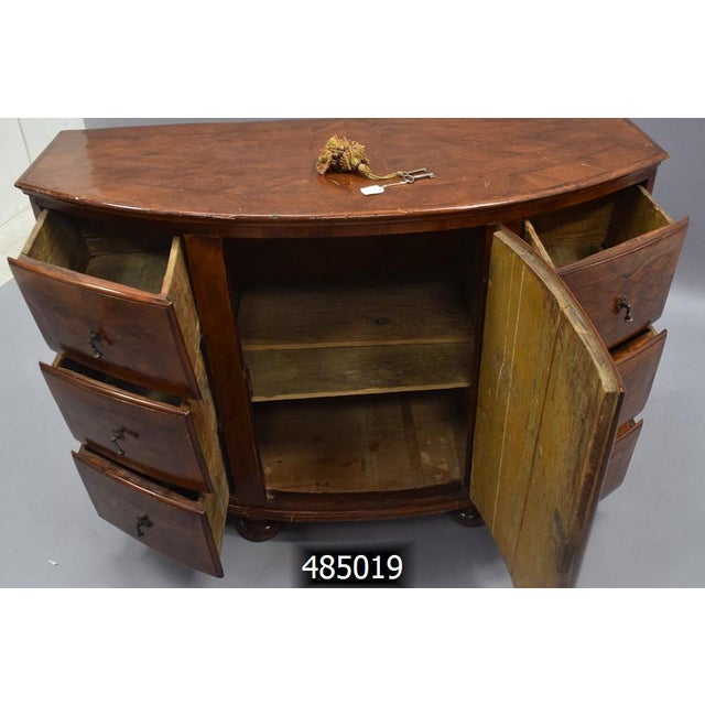 Vintage Bow Front Demilune Credenza, Key Included For Sale - Image 4 of 16