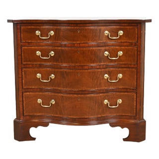 Baker Furniture Georgian Banded Mahogany Serpentine Front Chest of Drawers For Sale