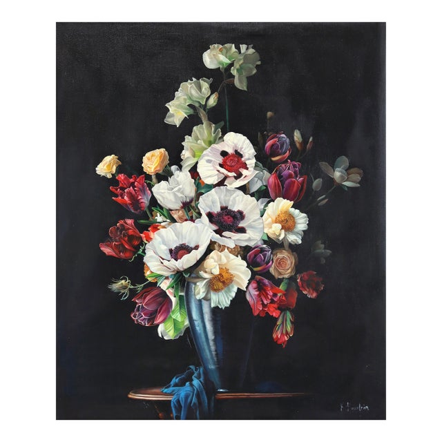 I Want That Kind of Forever That Burns Bright - Original Floral Bouquet Still Life Oil Painting For Sale