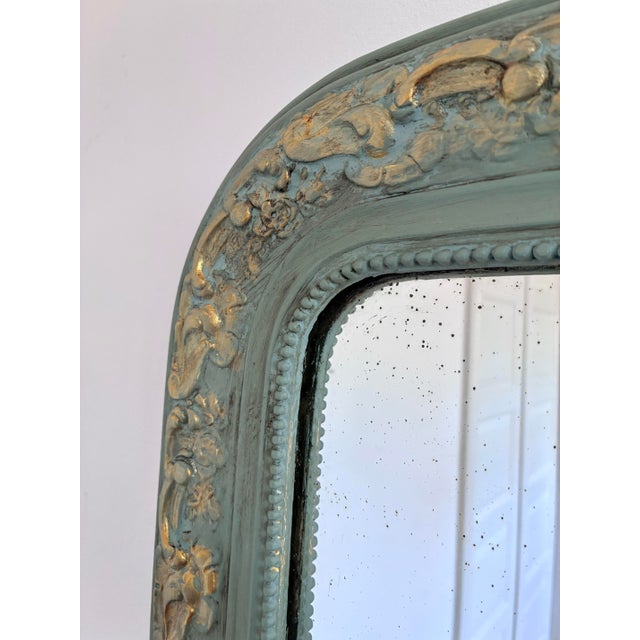 Green Large Antique French Louis Philippe Mirror – Green and Gold, Late 19th Century For Sale - Image 8 of 10
