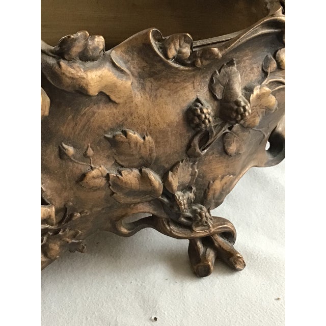 Antique Art Nouveau Metal Jardinière Planter Centerpiece, Cupid & Berry Vining Motif, Signed De Meyer, Removable Liner Included For Sale In South Bend - Image 6 of 12