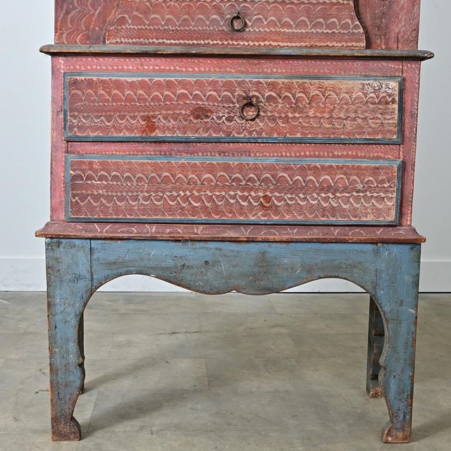 Swedish 18th Century Painted Cabinet on Stand For Sale - Image 10 of 12