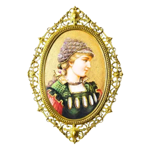 Berlin Oval Porcelain Plaque Depicting Young Woman in Ormolu Frame, 19th Century