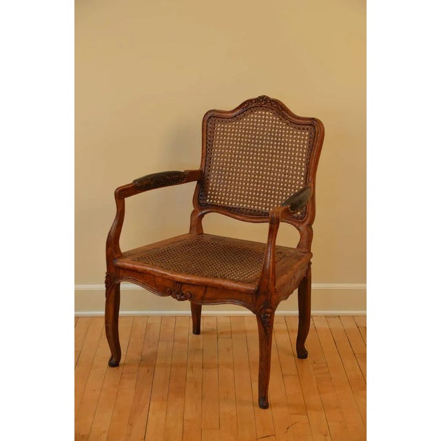 Brown 1760s Vintage Caned Louis XV Period Walnut Armchair For Sale - Image 8 of 8