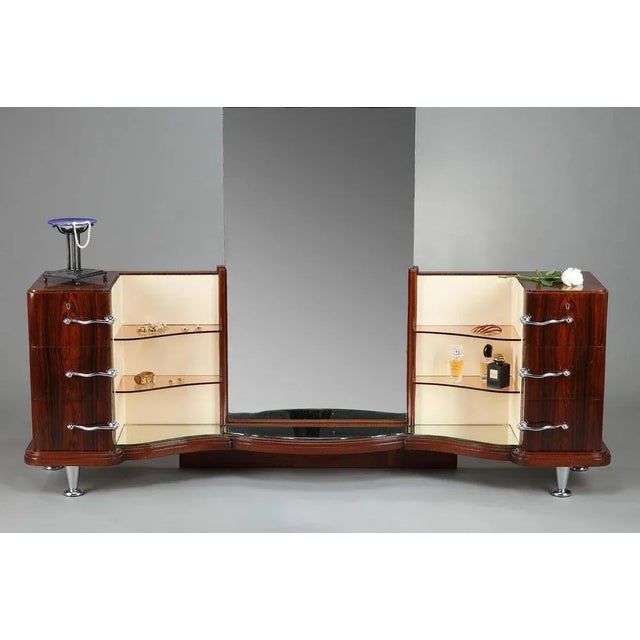 Dressing Table and Chair in Macassar Ebony Veneer, Set of 2 For Sale - Image 3 of 17