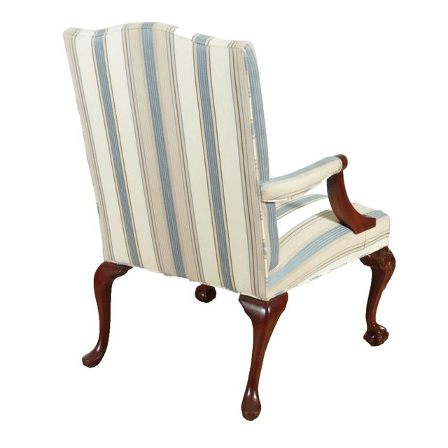 Chippendale Late 20th Century Hickory Chair Chippendale Style Carved Mahogany Library Chair Claw & Ball Feet For Sale - Image 3 of 7