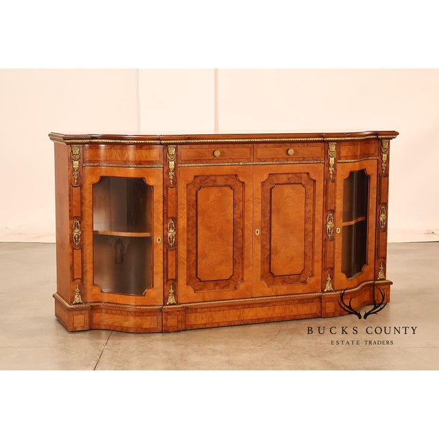 Italian Neoclassical Style Burl Wood Sideboard Credenza For Sale - Image 16 of 18