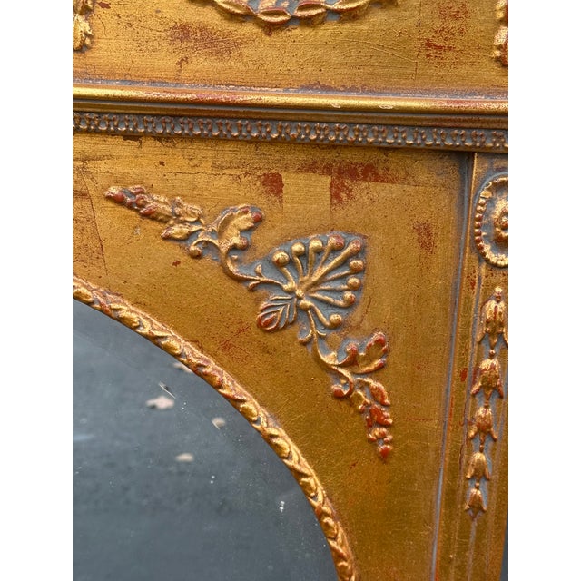 Gold Antique Reproduction Neoclassical Regency Carved Gilt Mirror For Sale - Image 8 of 8