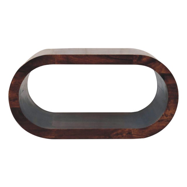 Walnut-Finish Mango Wood Curved Coffee Table For Sale