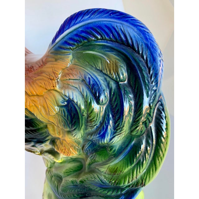 Large Vintage Mid 20th Century Hand Painted Ceramic Rooster For Sale - Image 4 of 12