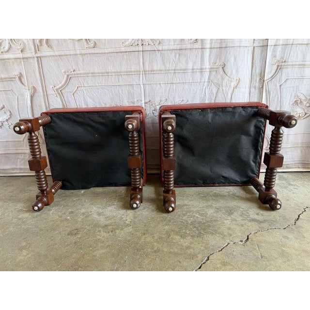 Spanish Colonial Revival Leather Benches With Antique Brass Trim, 1960 For Sale In Los Angeles - Image 6 of 12