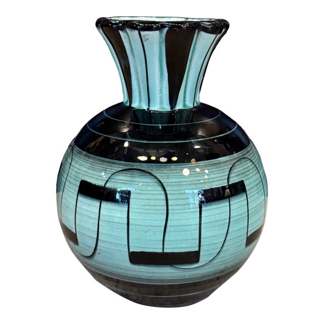 Mid 20th Century Swedish Art Deco Geometric Art Pottery Vase by Ilse Claesson for Rörstrand For Sale