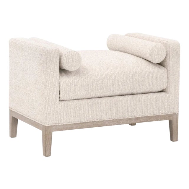 Essentials for Living Keaton Cream Fabric Accent Stool For Sale