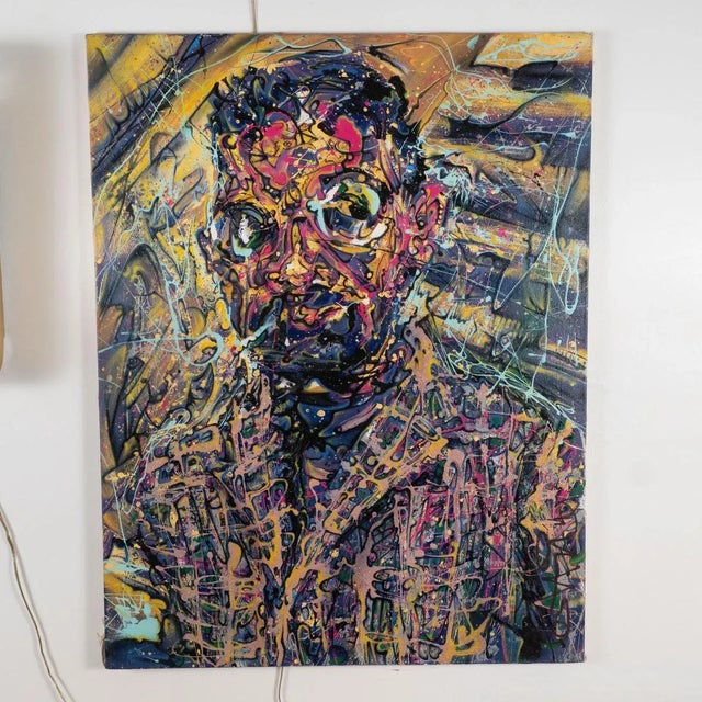 Modern Impressionistic Portrait of a Smoking Man by Costain. Oil on canvas.