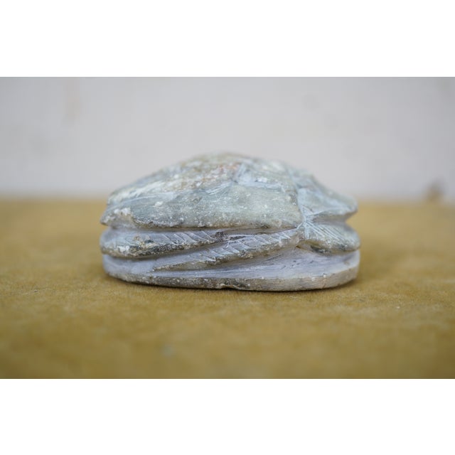 Egyptian Carved Quartz Stone Scarab Beetle Amulet Pendent Paperweight For Sale - Image 6 of 11