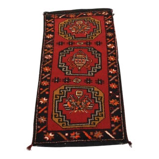 Malatya Bag Rug 2′ X 3’10” Red Wool Vintage Tribal Hand-Knotted Carpet For Sale