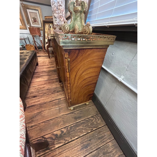 French Vintage Louis XVI Flame Mahogany Sideboard With Greek Key Gallery For Sale - Image 9 of 15